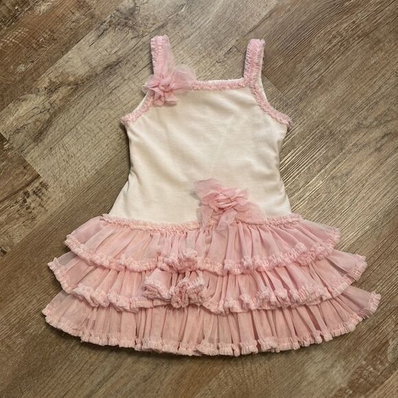 Isabella Chloe Dress Sleeveless White w/ Pink Layered Tule attached Skirt 24 M - Picture 16 of 16